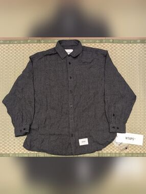NWT WTAPS Wool Cotton Houndstooth Shirt Oversized Men's Size 3 (L) Made in Japan